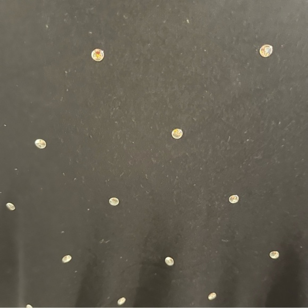 a.n.a A New Approach Womens Black Rhinestone Embellished Cap Sleeve Top Lrge #DB - Picture 5 of 7